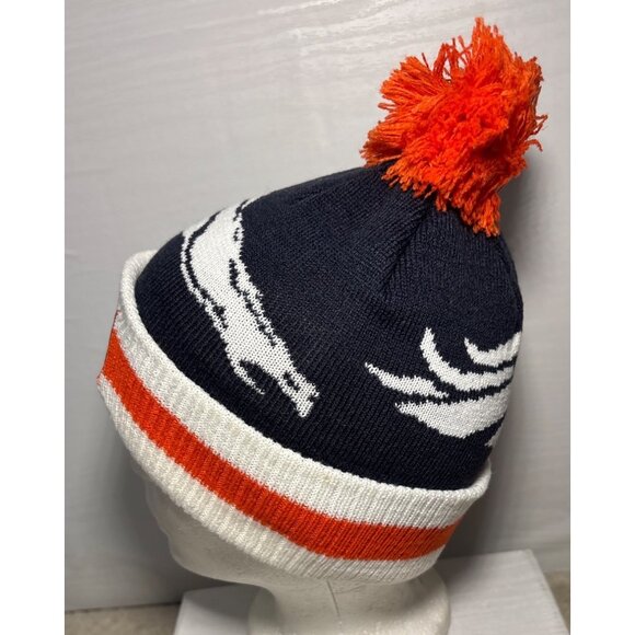Denver Broncos Knit Beanie Hat Toque Navy Blue Orange Pom Bud Light  NFL Footbal - Picture 2 of 6